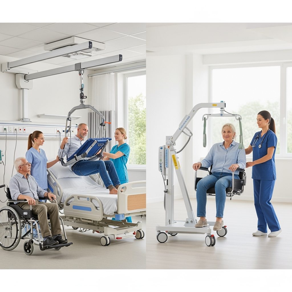 مقایسه بالابر بیمار سقفی و متحرک